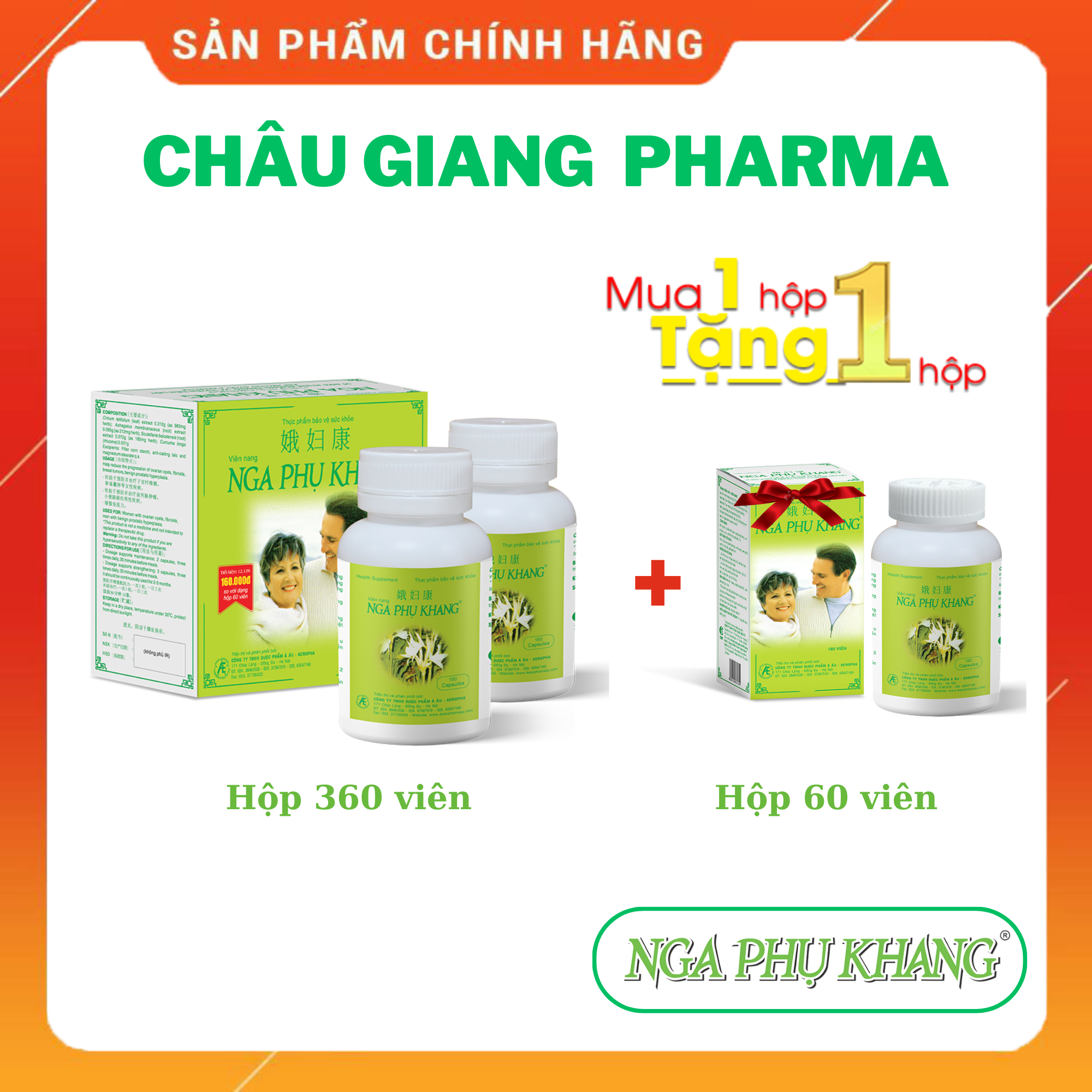  Combo Nga Phụ Khang hộp 360v (2 lọ x 180 viên) - mua 01 hộp tặng 01 lọ 60v